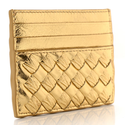 Bottega Veneta Metallic Nappa Intrecciato Card Holder Gold 3 of 7