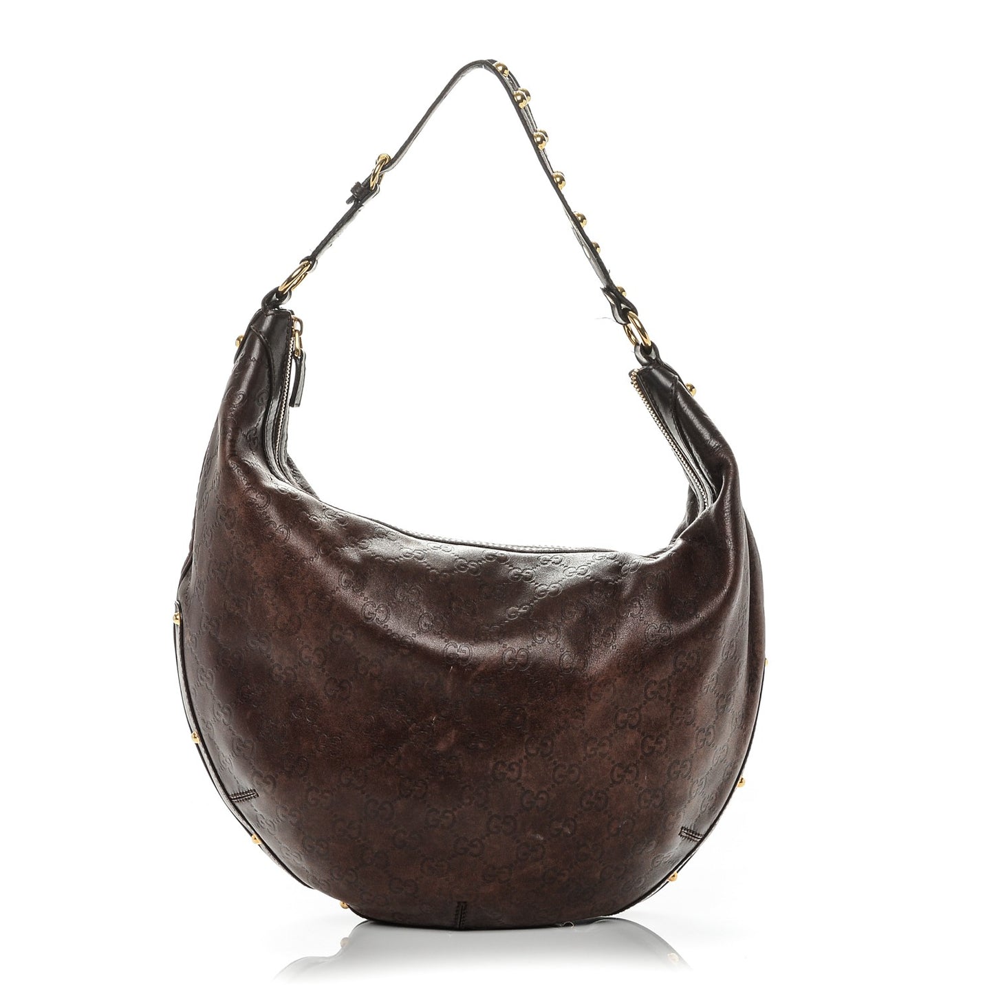Guccissima Large Biba Hobo Dark Brown