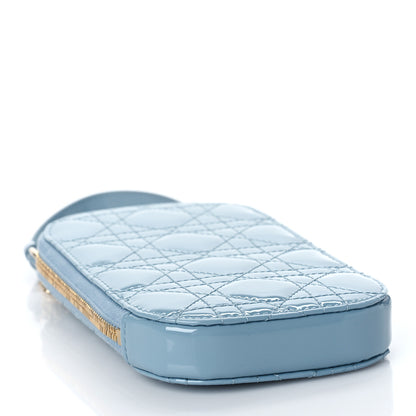 Christian Dior Patent Cannage Lady Dior Phone Holder Cloud Blue 3 of 8