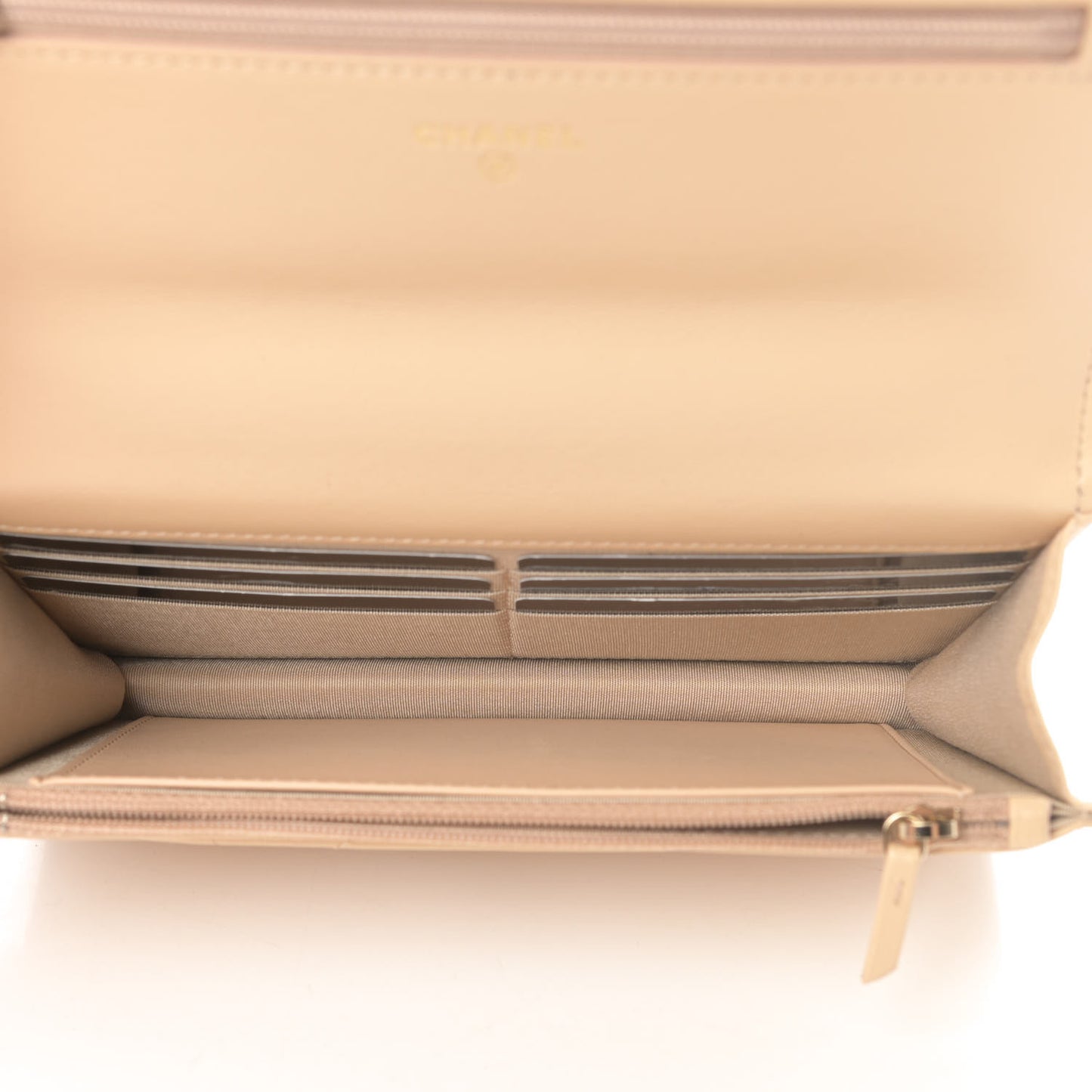 Lambskin Quilted Chanel 19 Wallet On Chain WOC Beige