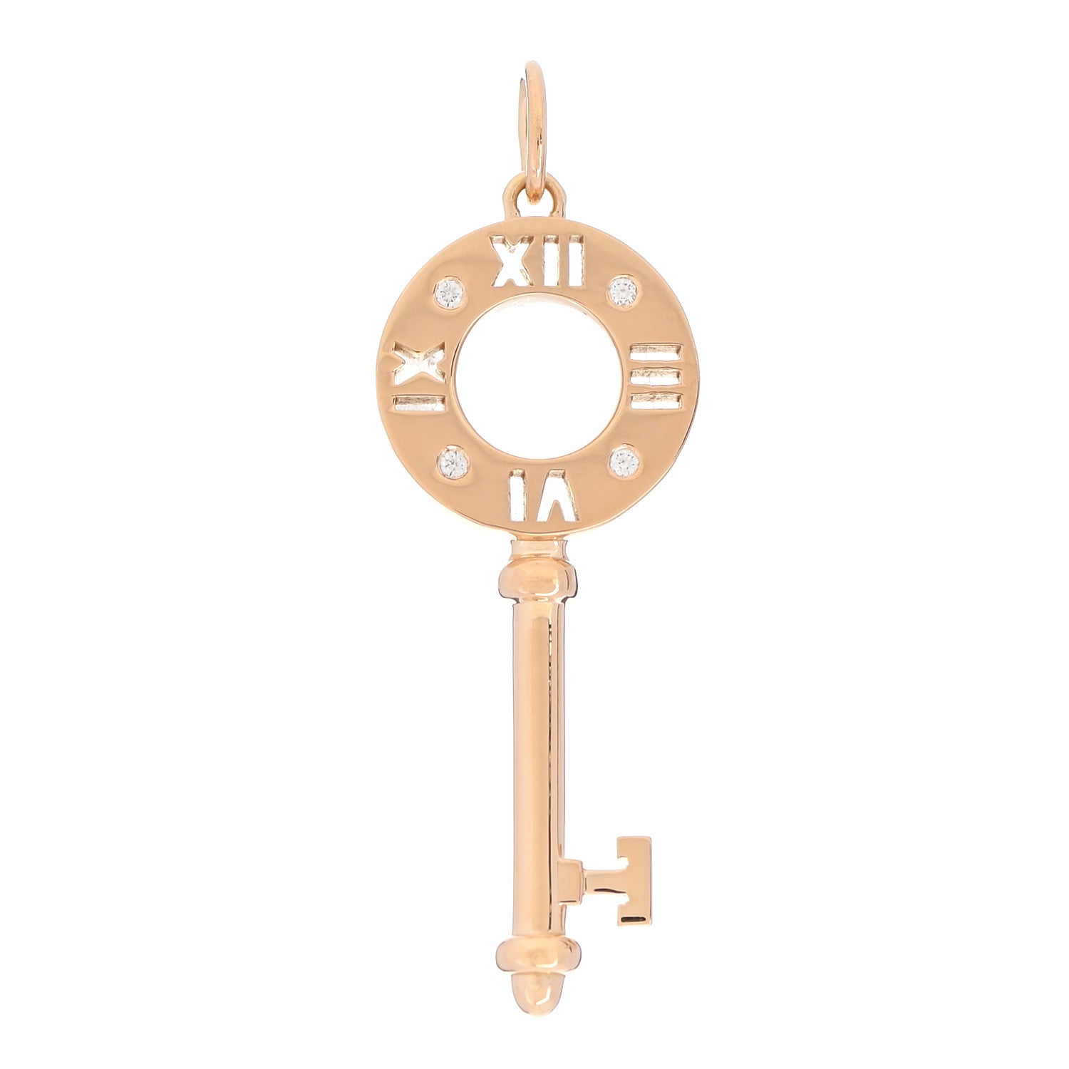 Tiffany 18K Yellow Gold Diamond Atlas Pierced Key Pendant 1 of 4