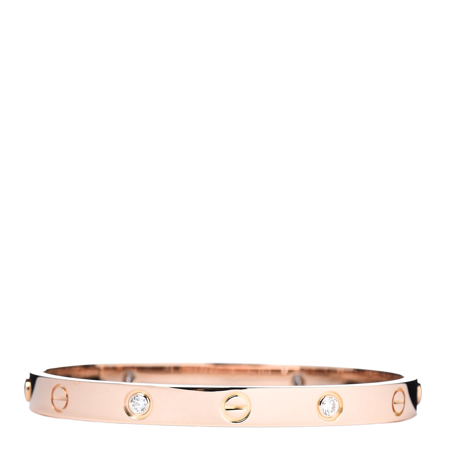 Cartier 18K Pink Gold 4 Diamond LOVE Bracelet 17 3 of 5