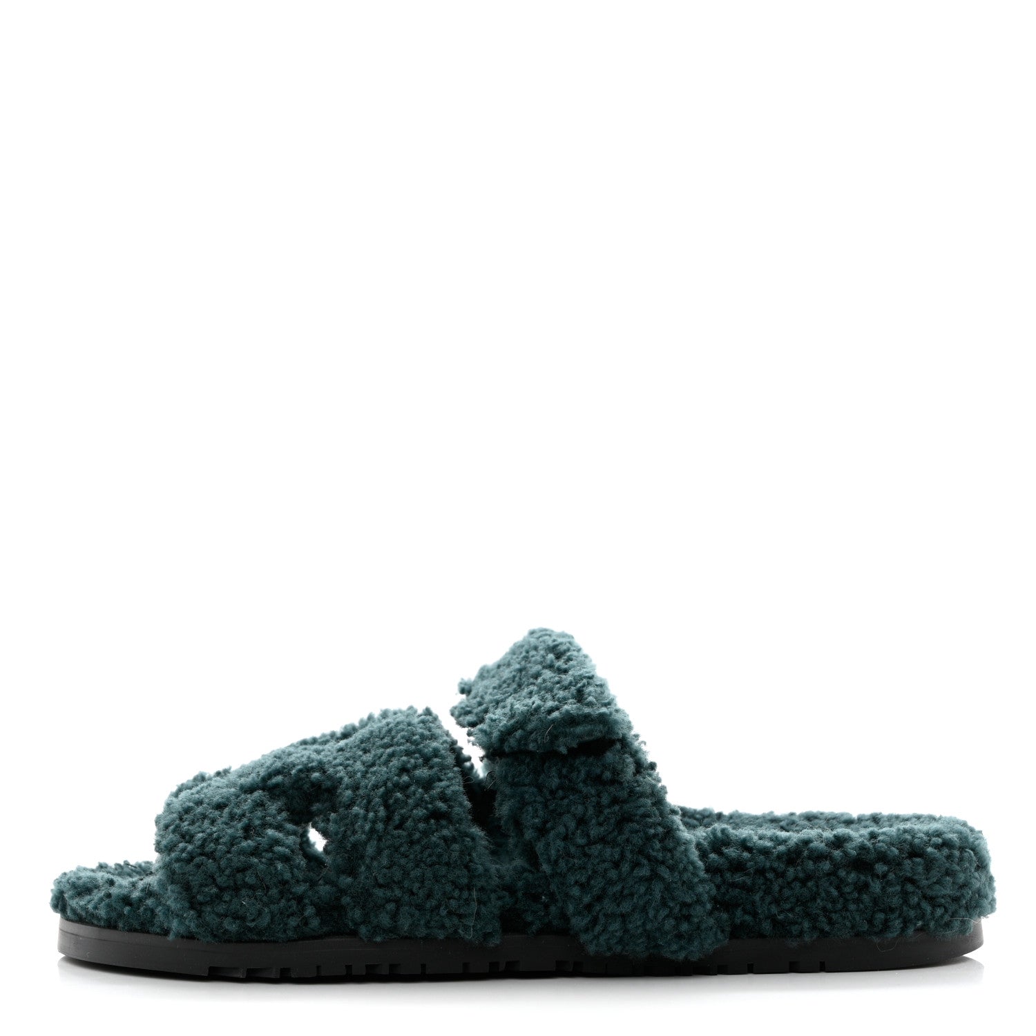 Hermes Woolskin Womens Chypre Sandals 40 Vert Anglais 1 of 9