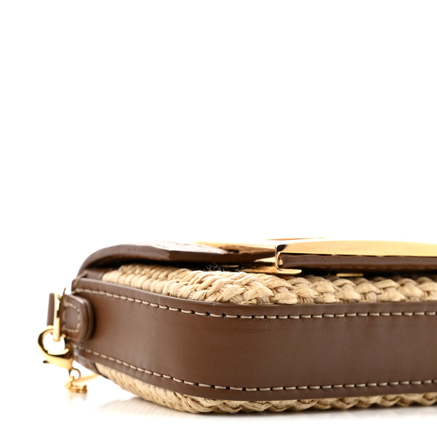 Macrame Crochet Vitello Grace Nano Maxi Buckle Baguette Charm Natural Gianduia