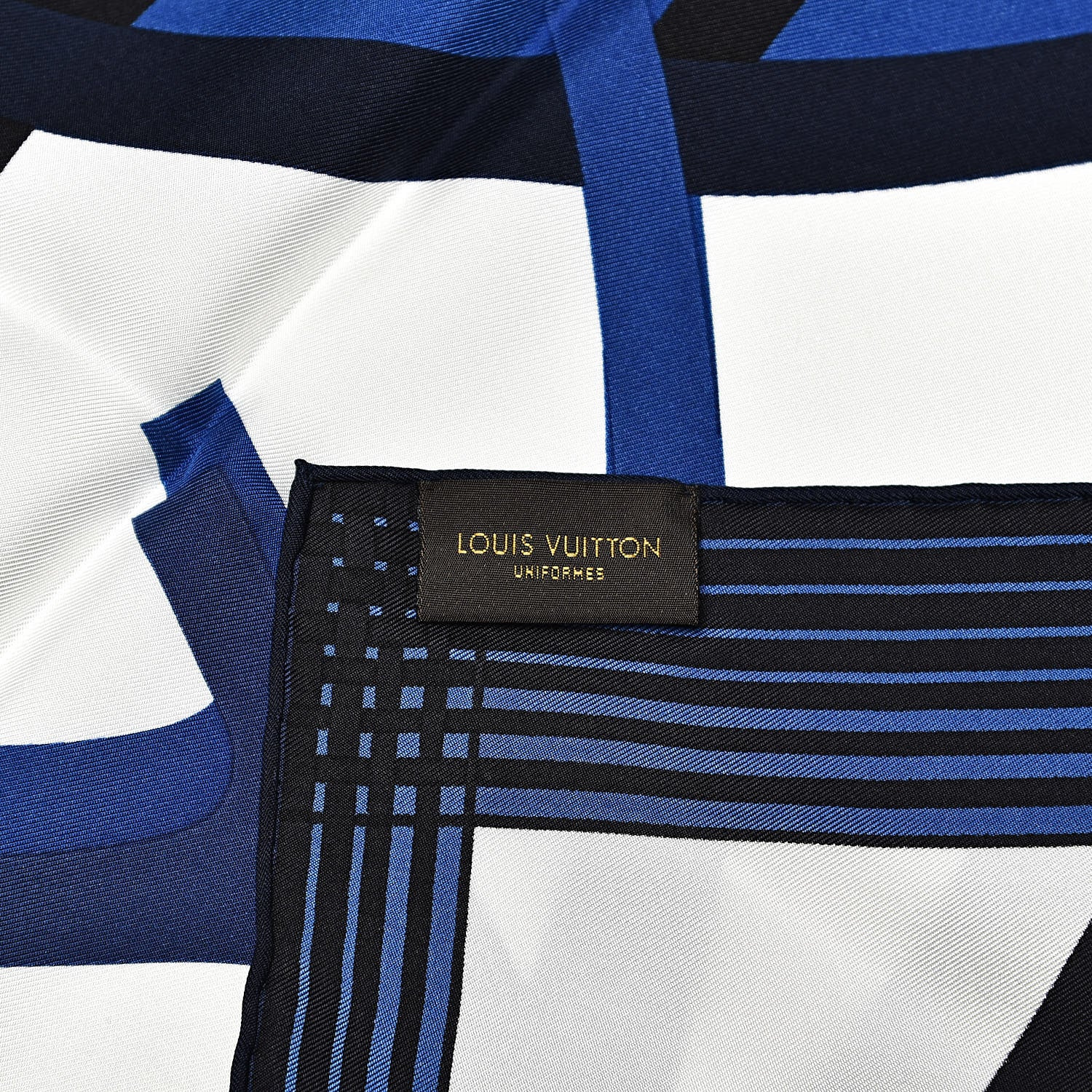 Louis Vuitton Silk Square Scarf White Blue 3 of 4