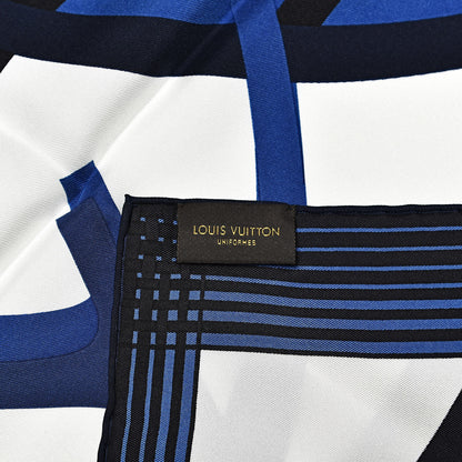 Louis Vuitton Silk Square Scarf White Blue 3 of 4