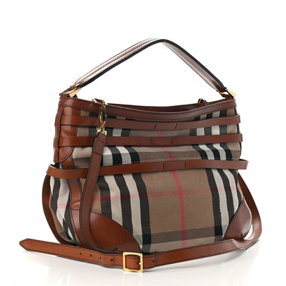 Burberry House Check Bridle Calfskin Small Dutton Hobo Light Tan 2 of 19