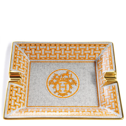 Hermes Porcelain Mosaique Au 24 Gold Ashtray 1 of 4