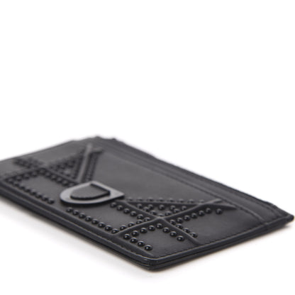 Christian Dior Ultra Matte Calfskin Studded Diorama Card Holder Black 8 of 9