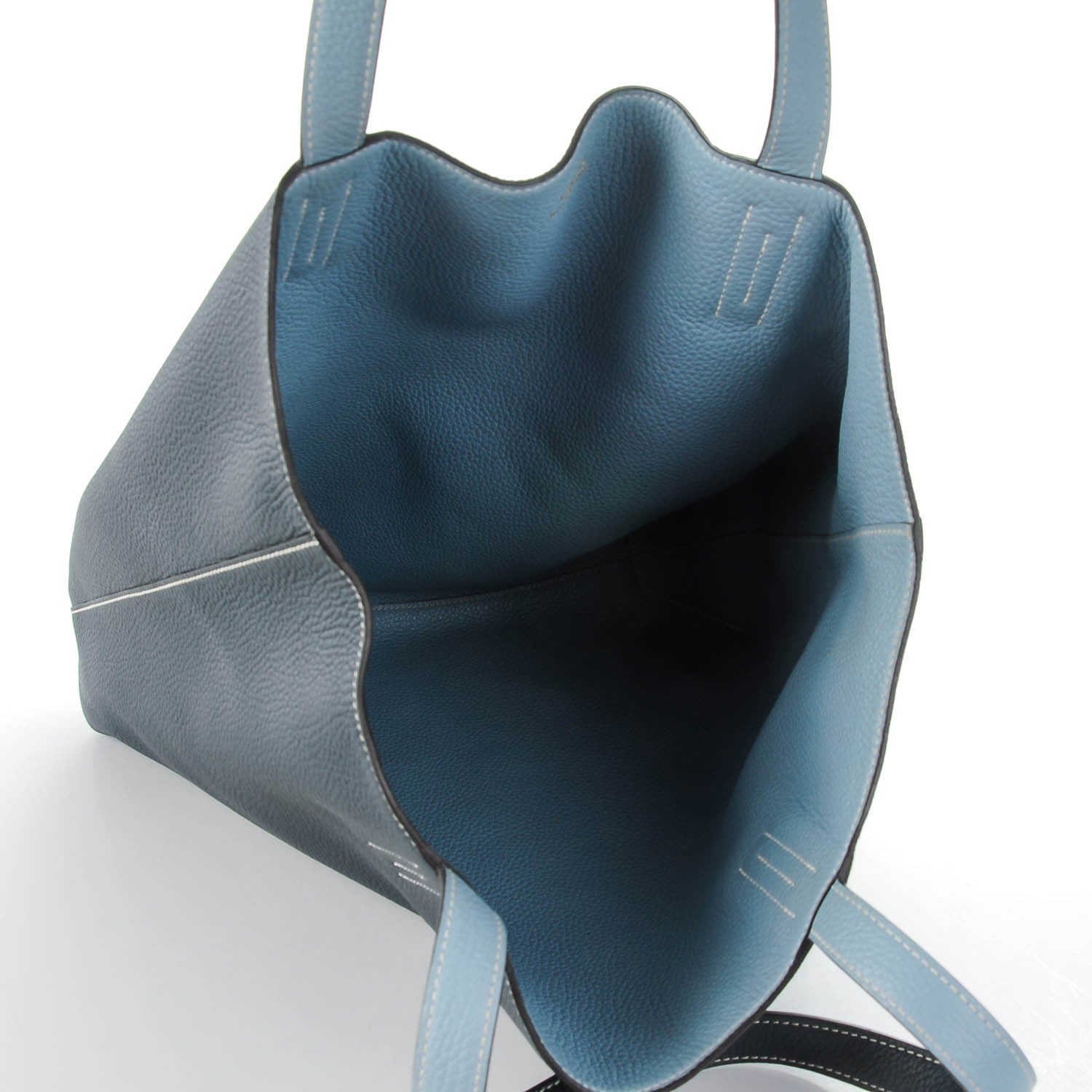 Hermes Taurillon Clemence Double Sens 36 Reversible Tote Bleu Lin Bleu Obscur 5 of 7