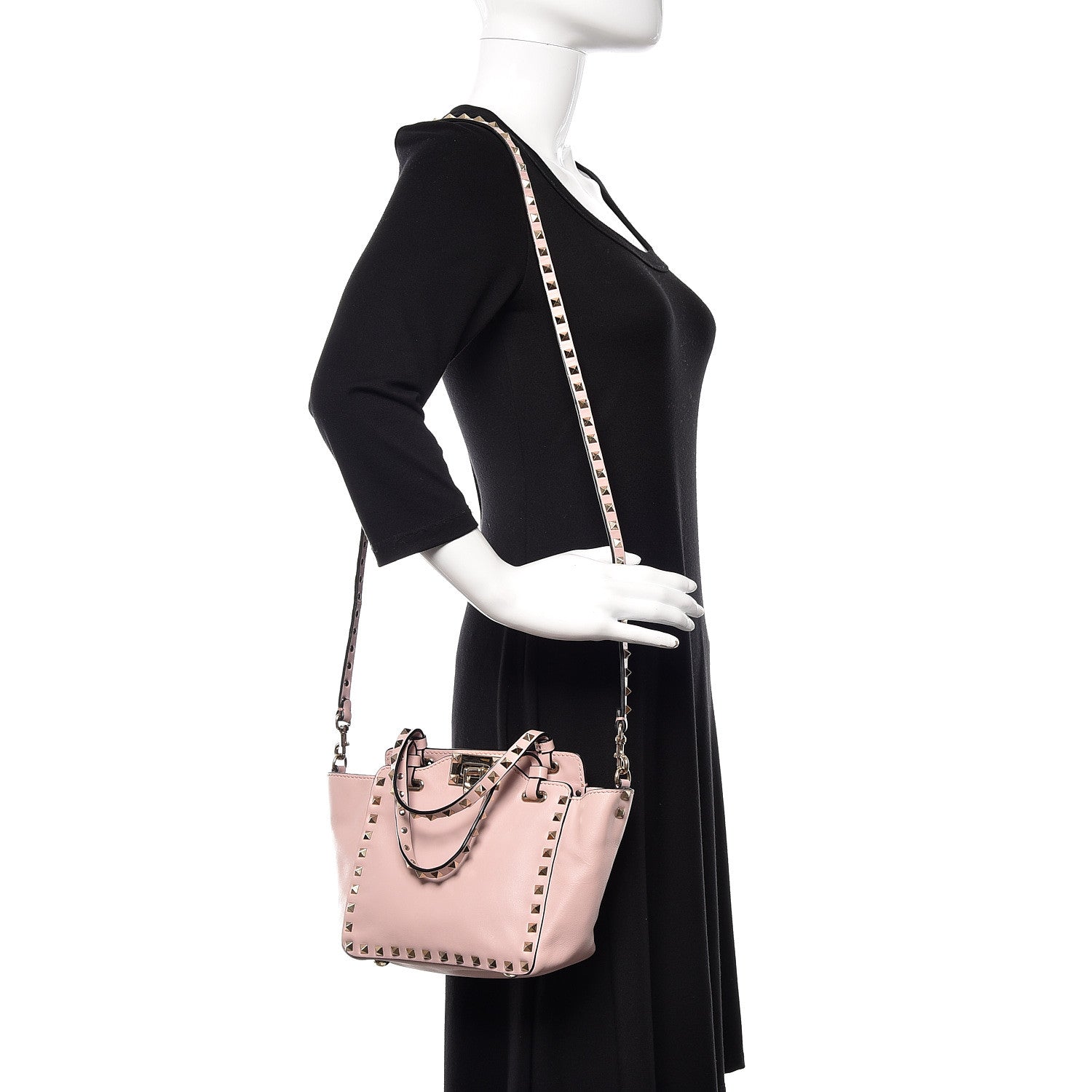 Valentino Garavani Vitello Mini Rockstud Tote Water Rose 2 of 9