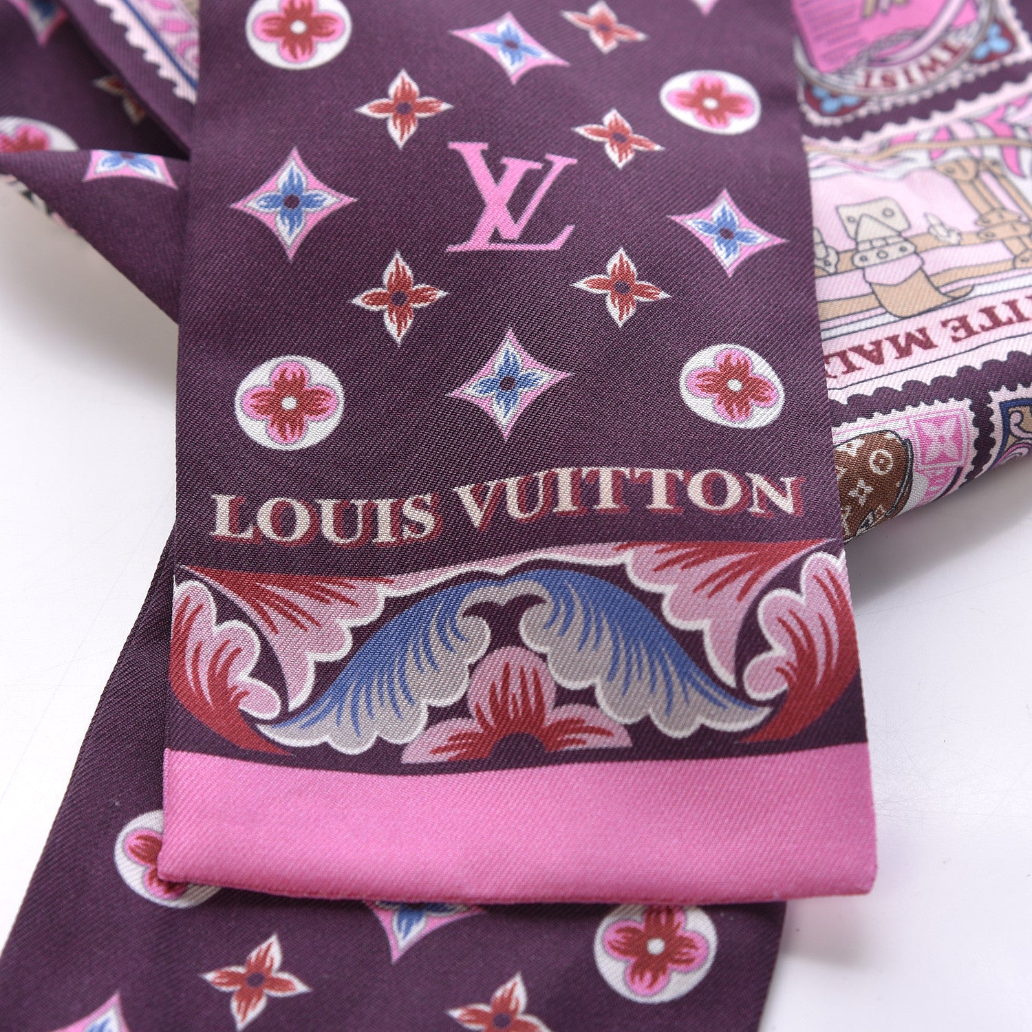Louis Vuitton Silk Lettre A Louis Bandeau Bordeaux 6 of 6