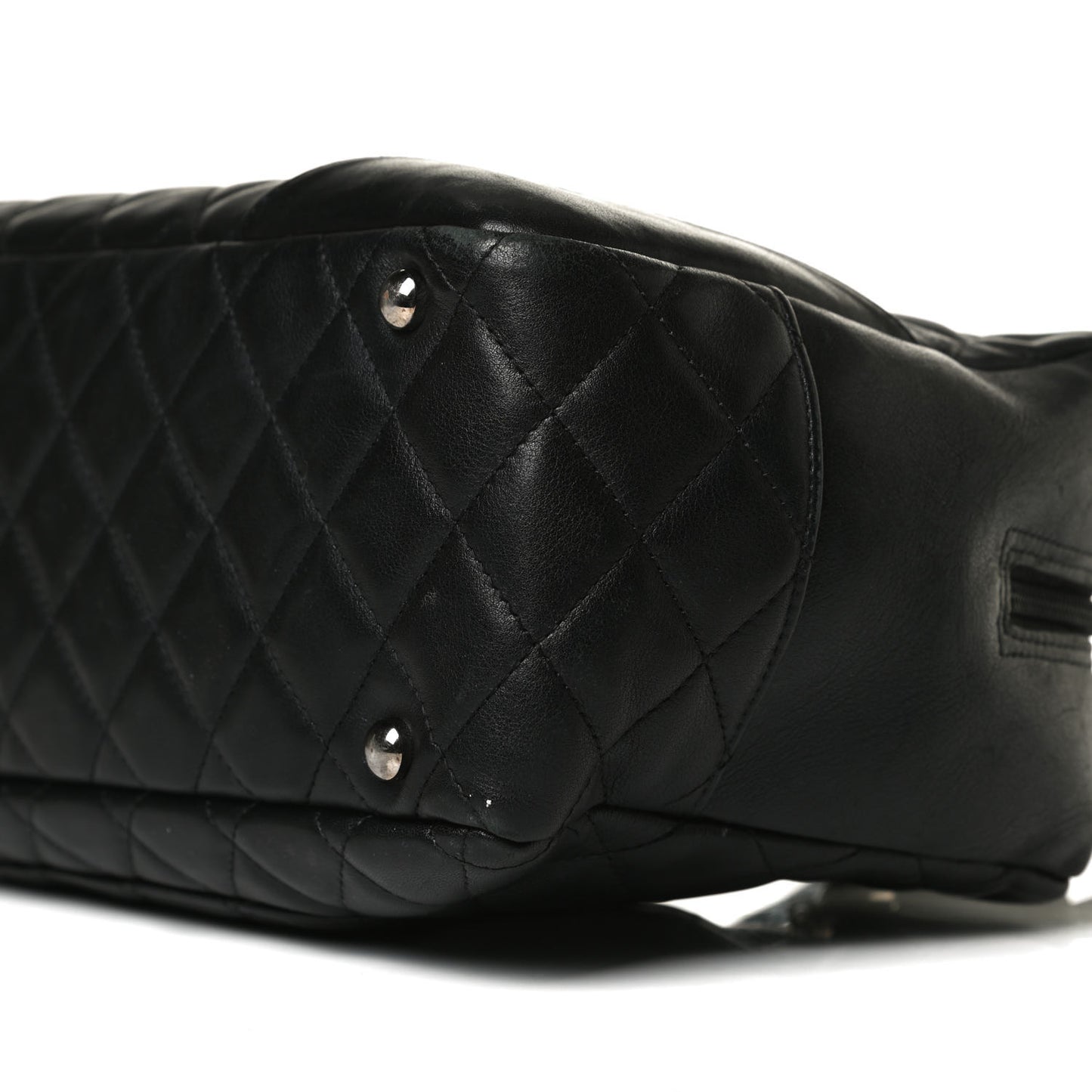 Calfskin Quilted Large Cambon Bowler Black White