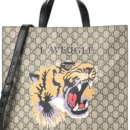 Gucci GG Supreme Monogram L'Aveugle Par Amour Print Vertical Tote Black 8 of 10