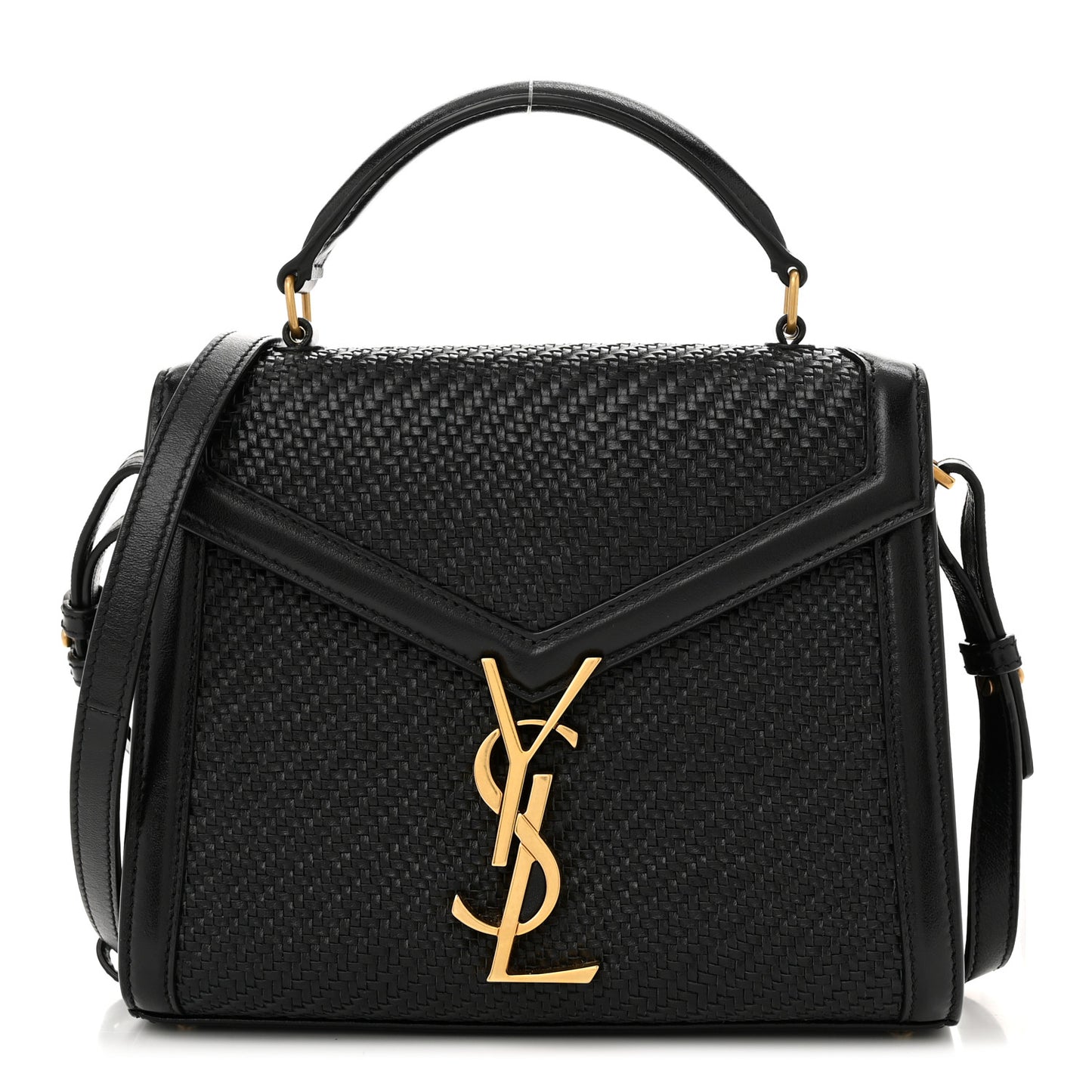Calfksin Woven Mini Classic Monogram Cassandra Top Handle Black