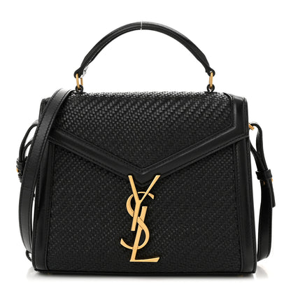 Saint Laurent Calfksin Woven Mini Classic Monogram Cassandra Top Handle Black 1 of 10