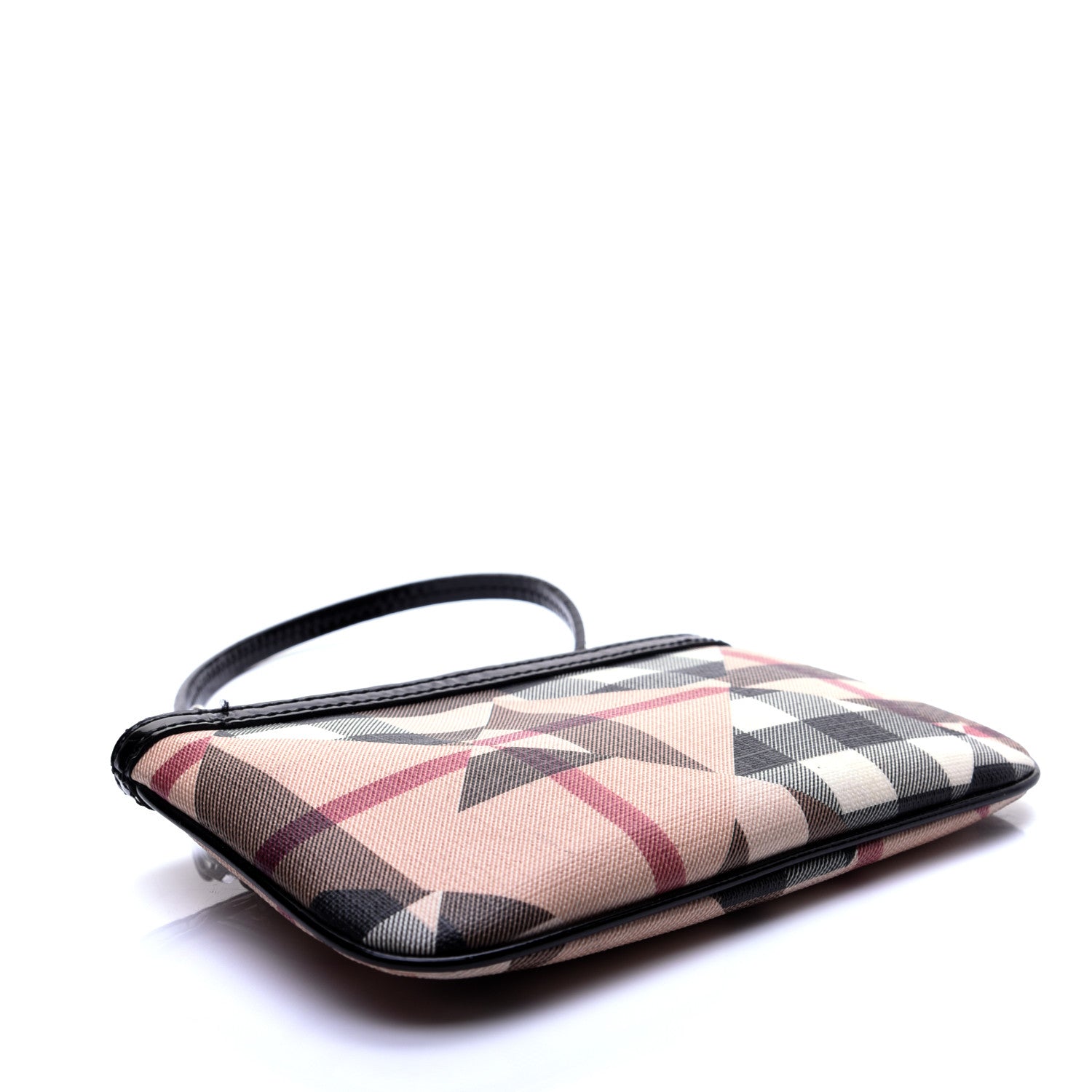 Burberry Patchwork Check Patent Wristlet Pouch Black 4 of 11