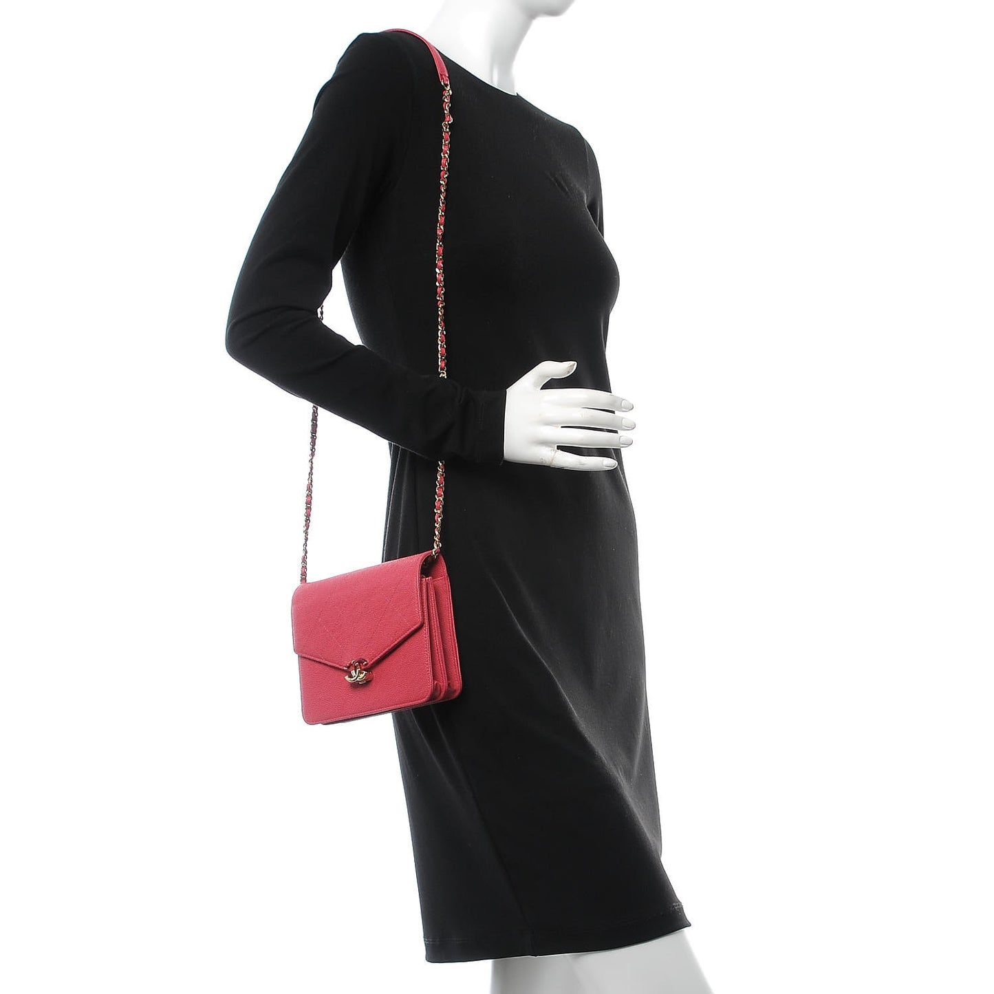 Grained Calfskin Quilted Cuba Square Wallet On Chain WOC Pink