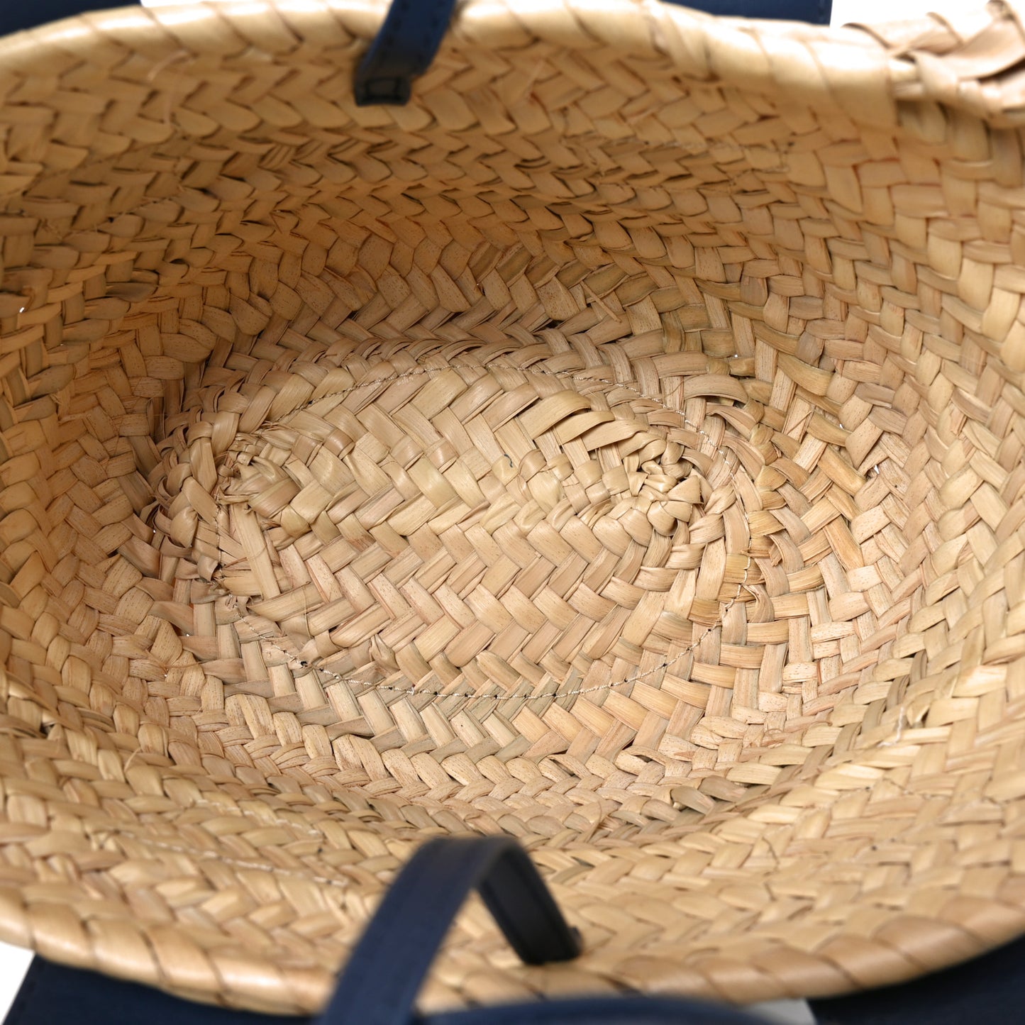 Raffia Smooth Calfskin Small Sense Basket Night Blue