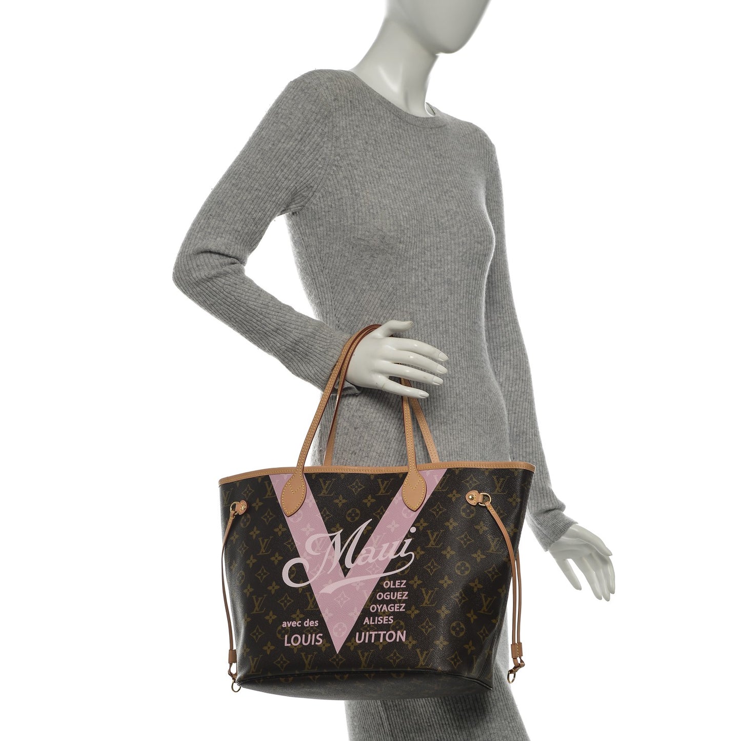 Monogram Maui V Neverfull MM Rose Ballerine