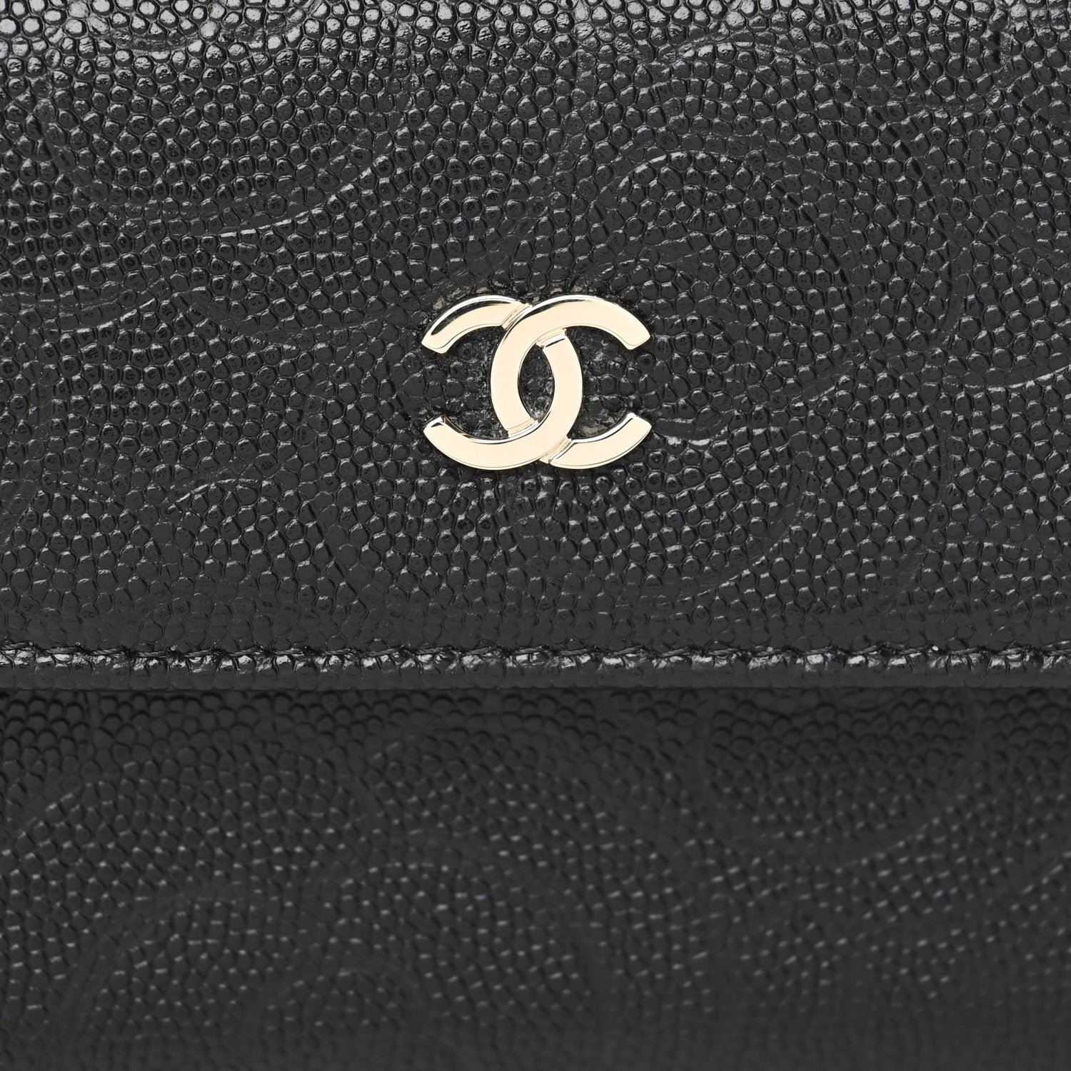 Chanel Caviar Camellia Embossed Compact Wallet Black 9 of 11
