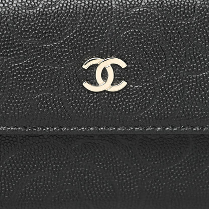 Chanel Caviar Camellia Embossed Compact Wallet Black 9 of 11