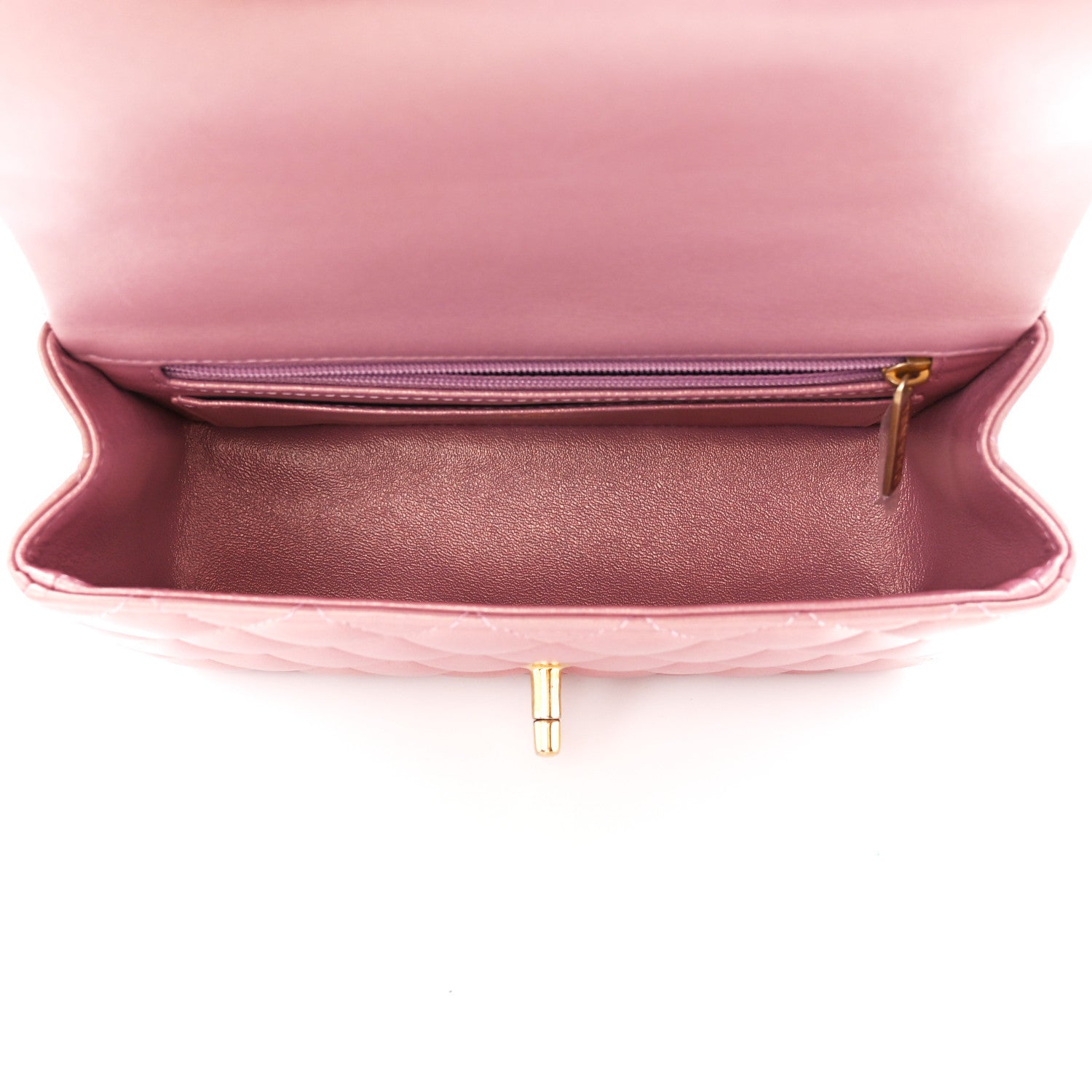 Chanel Iridescent Lambskin Quilted Mini Top Handle Rectangular Flap Pink 4 of 5