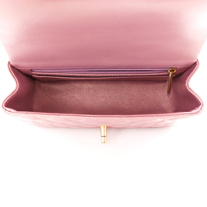 Chanel Iridescent Lambskin Quilted Mini Top Handle Rectangular Flap Pink 4 of 5