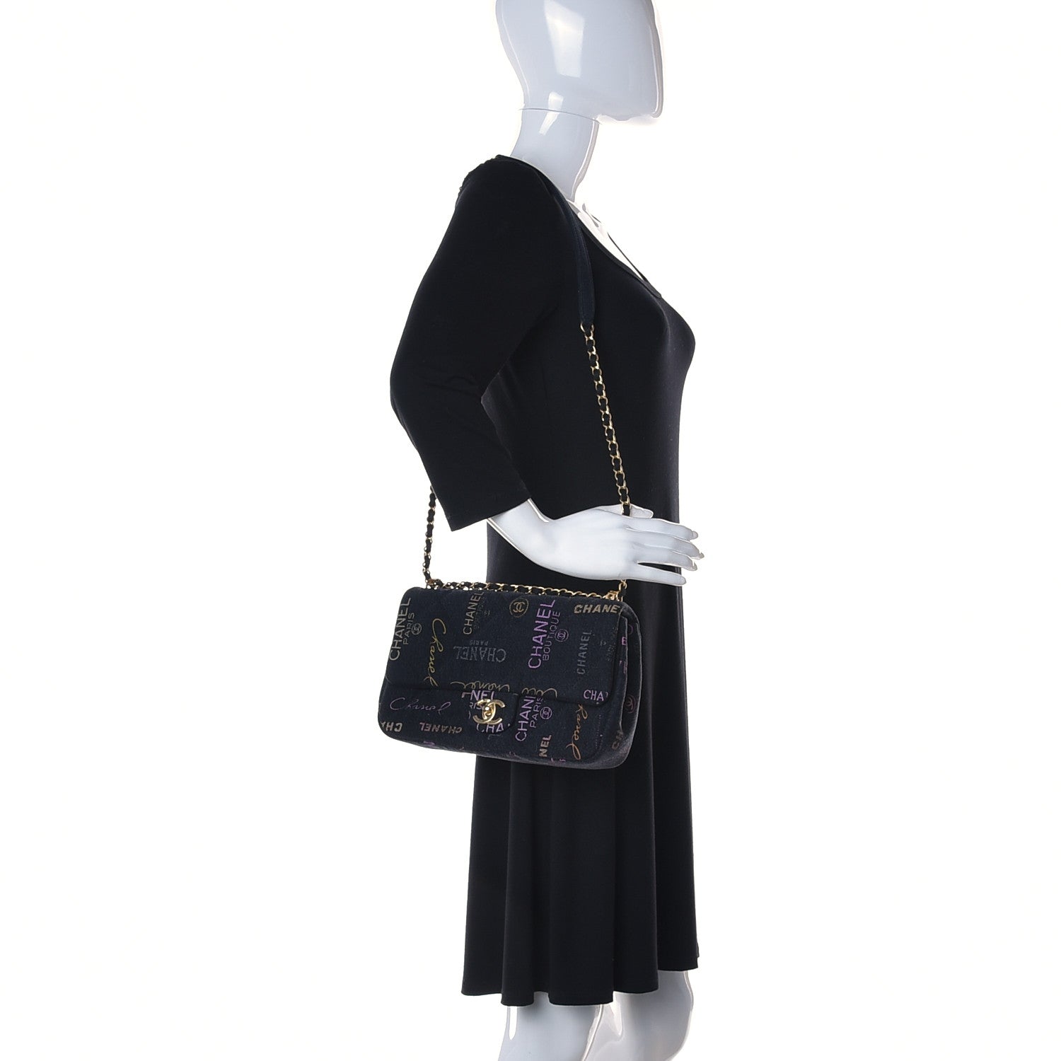 Chanel Denim Quilted Denim Mood Large Flap Black Multicolor 2 of 11