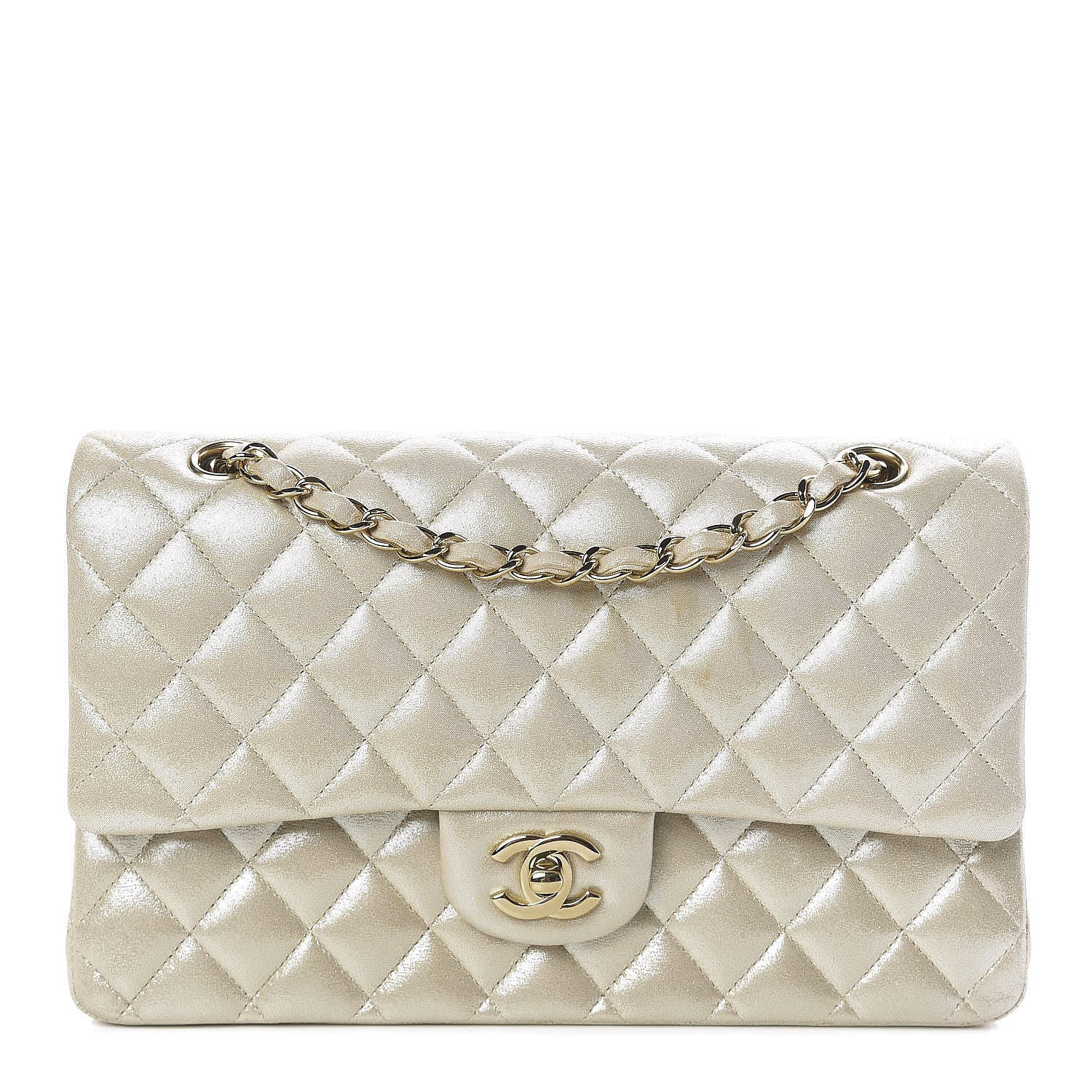 Chanel Iridescent Calfskin Medium Double Flap Light Gold 1 of 10