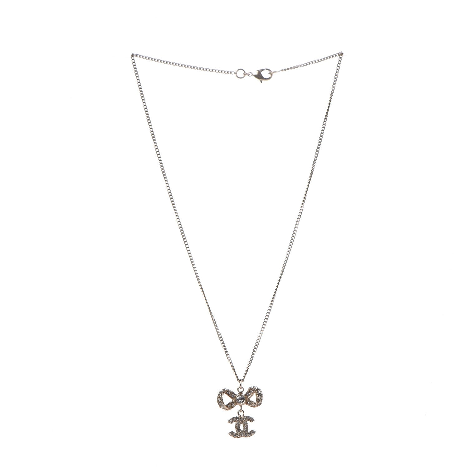 Chanel Crystal CC Bow Necklace Gold 4 of 5