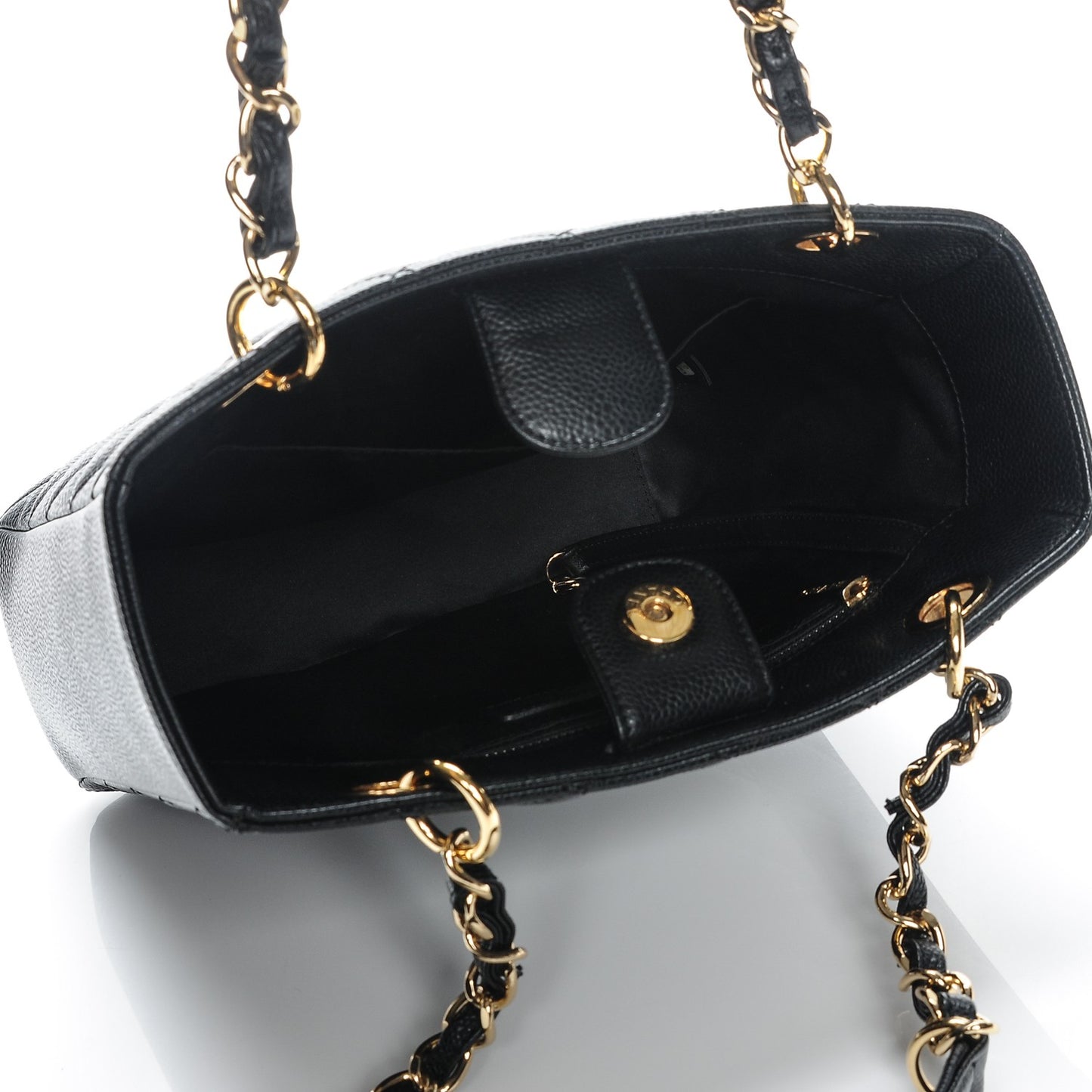 Caviar Quilted Petit Shopping Tote PST Black