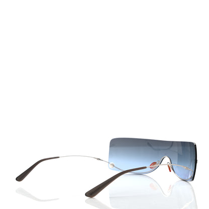 Chanel Rimless Shield Pearl Sunglasses 4077 Gradient Blue 4 of 9