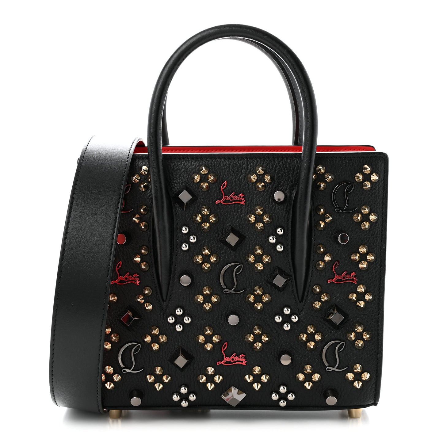 Calfskin Spikes Loubinthesky Mini Paloma Black Multicolor