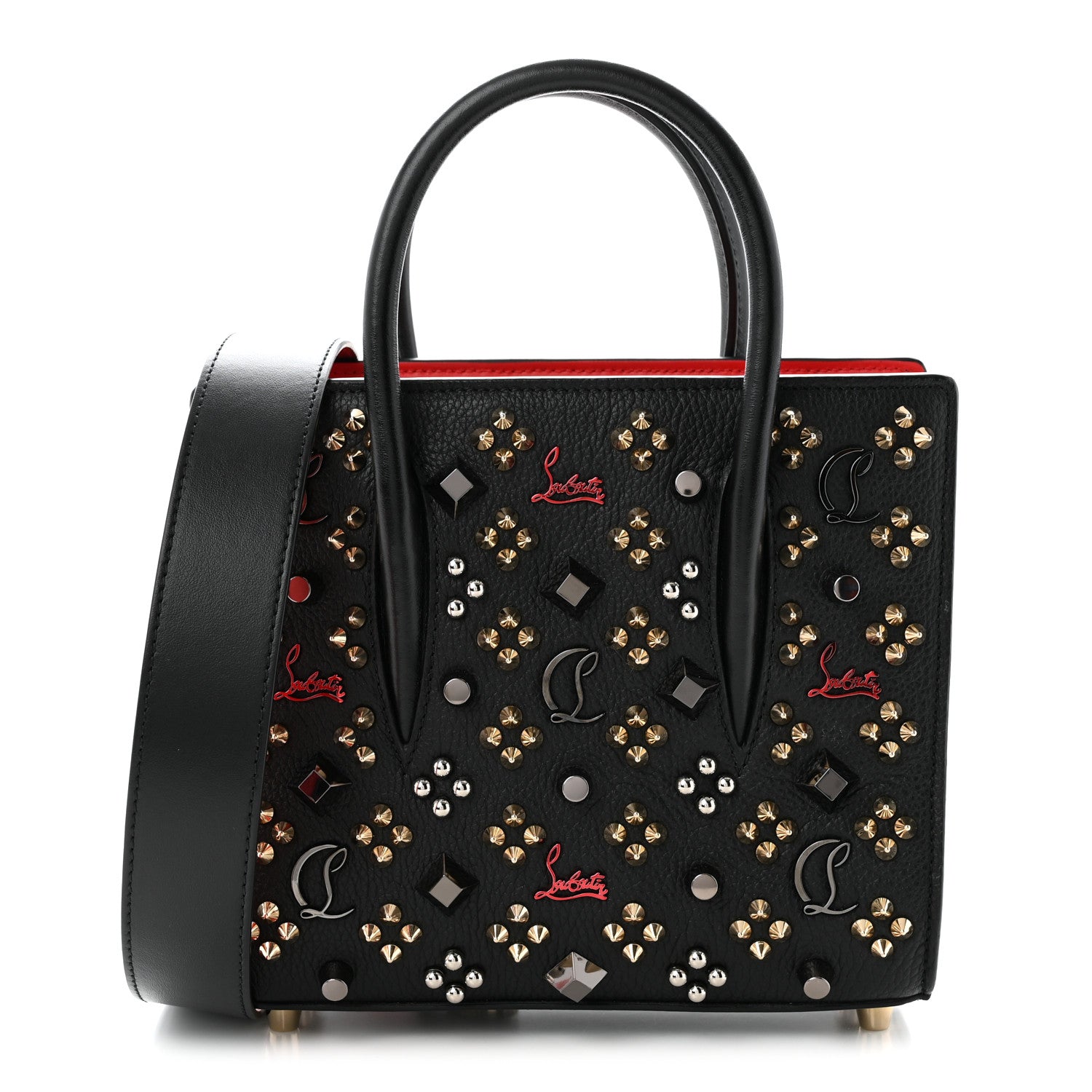 Christian Louboutin Calfskin Spikes Loubinthesky Mini Paloma Black Multicolor 1 of 11