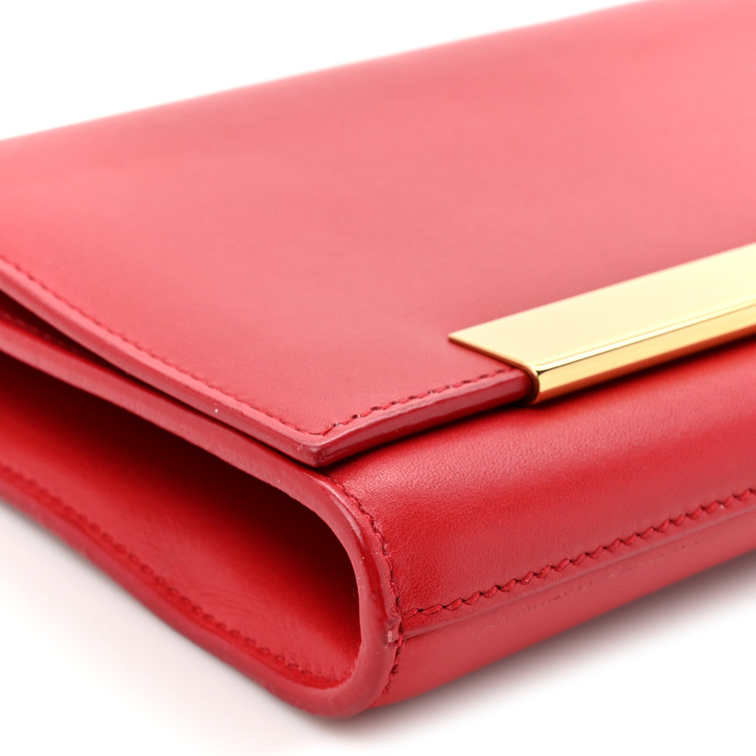 Saint Laurent Calfskin Lutetia Flap Clutch Red 8 of 11