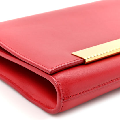 Saint Laurent Calfskin Lutetia Flap Clutch Red 8 of 11
