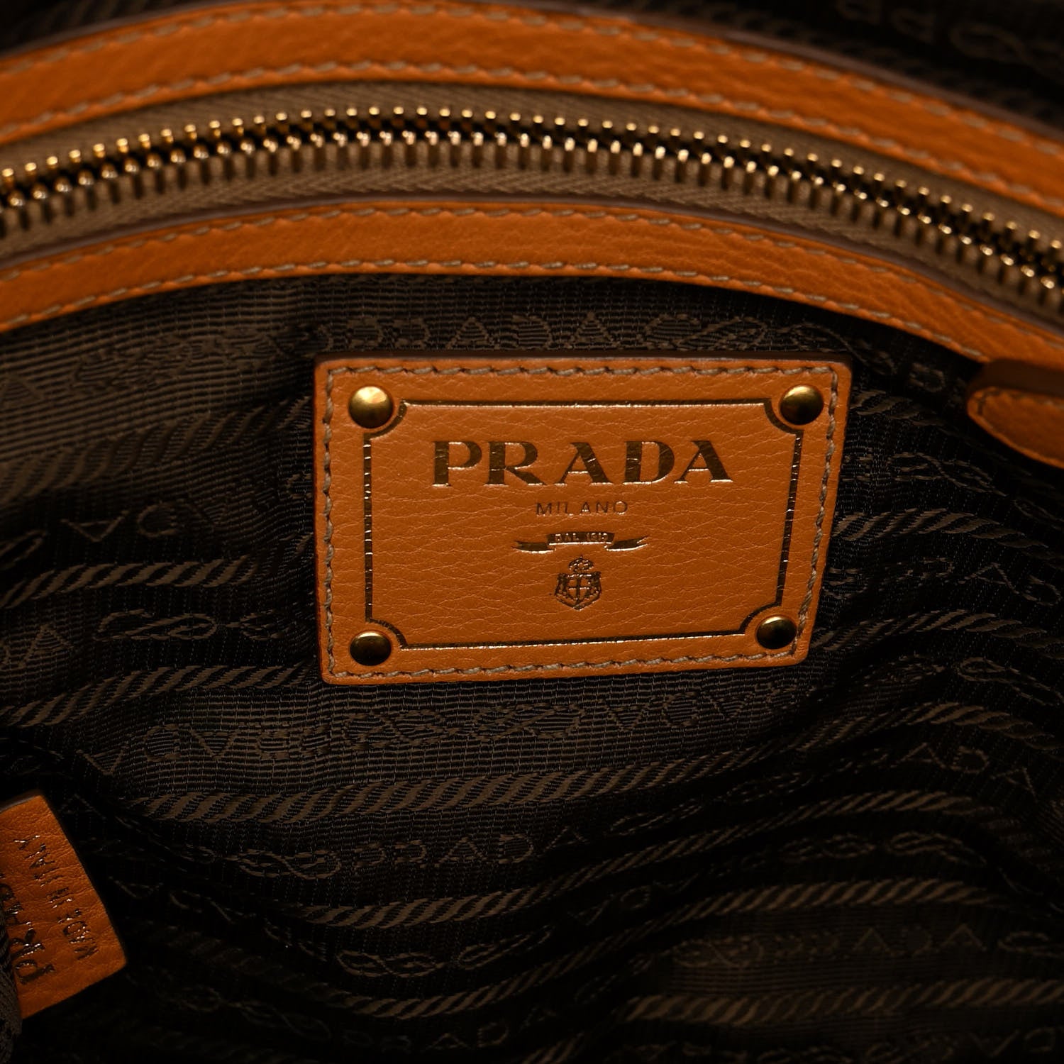 Prada Vitello Daino Satchel Rame 6 of 13