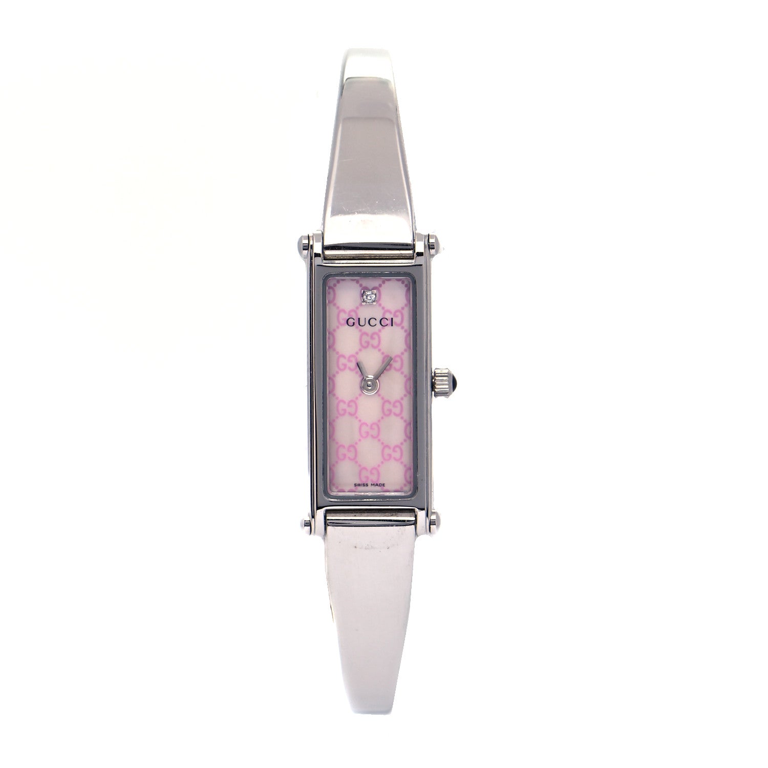 Gucci Stainless Steel Diamond Pink Mother of Pearl 12mm 1500L Horsebit Quartz Watch 1 of 5