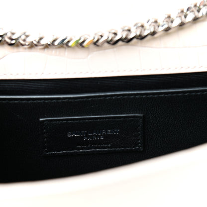 Saint Laurent Calfskin Crocodile Embossed Small Classic Monogram Kate Tassel Satchel Rose Antic 6 of 9