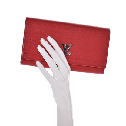 Louis Vuitton Calfskin Lockme II Wallet Rubis 2 of 7