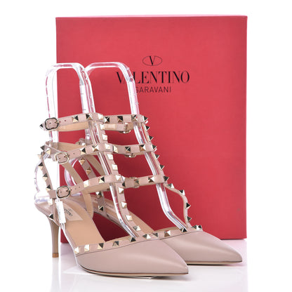 Valentino Garavani Nappa Rockstud Ankle Strap Low Heel Pumps 40 Poudre 9 of 9