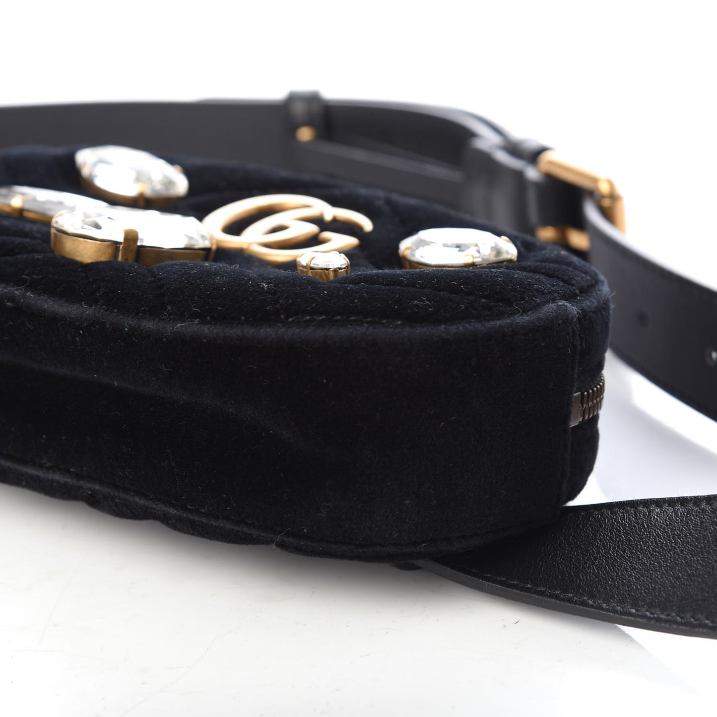 Velvet Matelasse Marquise Crystals GG Marmont Belt Bag 95 38 Black