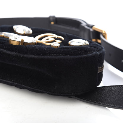 Gucci Velvet Matelasse Marquise Crystals GG Marmont Belt Bag 95 38 Black 9 of 9