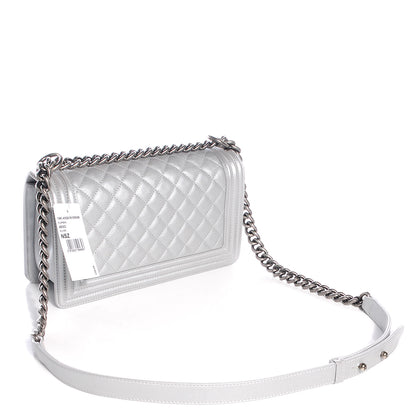 Chanel Metallic Calfskin Quilted Medium Boy Flap Silver 3 of 10