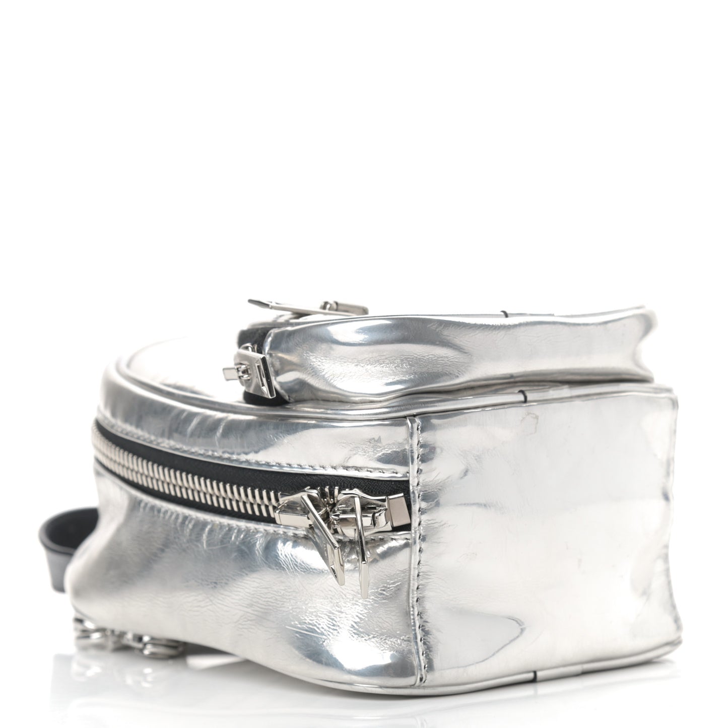Metallic Lambskin Mini Attica Backpack Silver