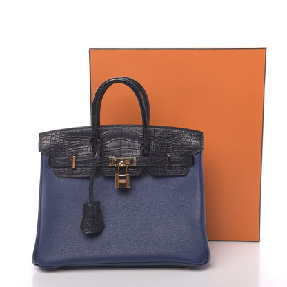 Hermes Taurillon Novillo Matte Alligator Birkin Touch 25 Bleu Saphir Marine 38 of 38