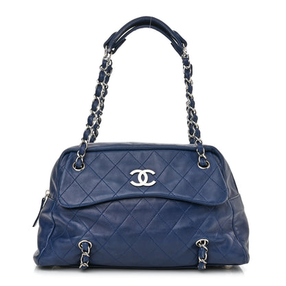 Chanel Lambskin Quilted Medium Chain Around Tote Blue 1 of 12
