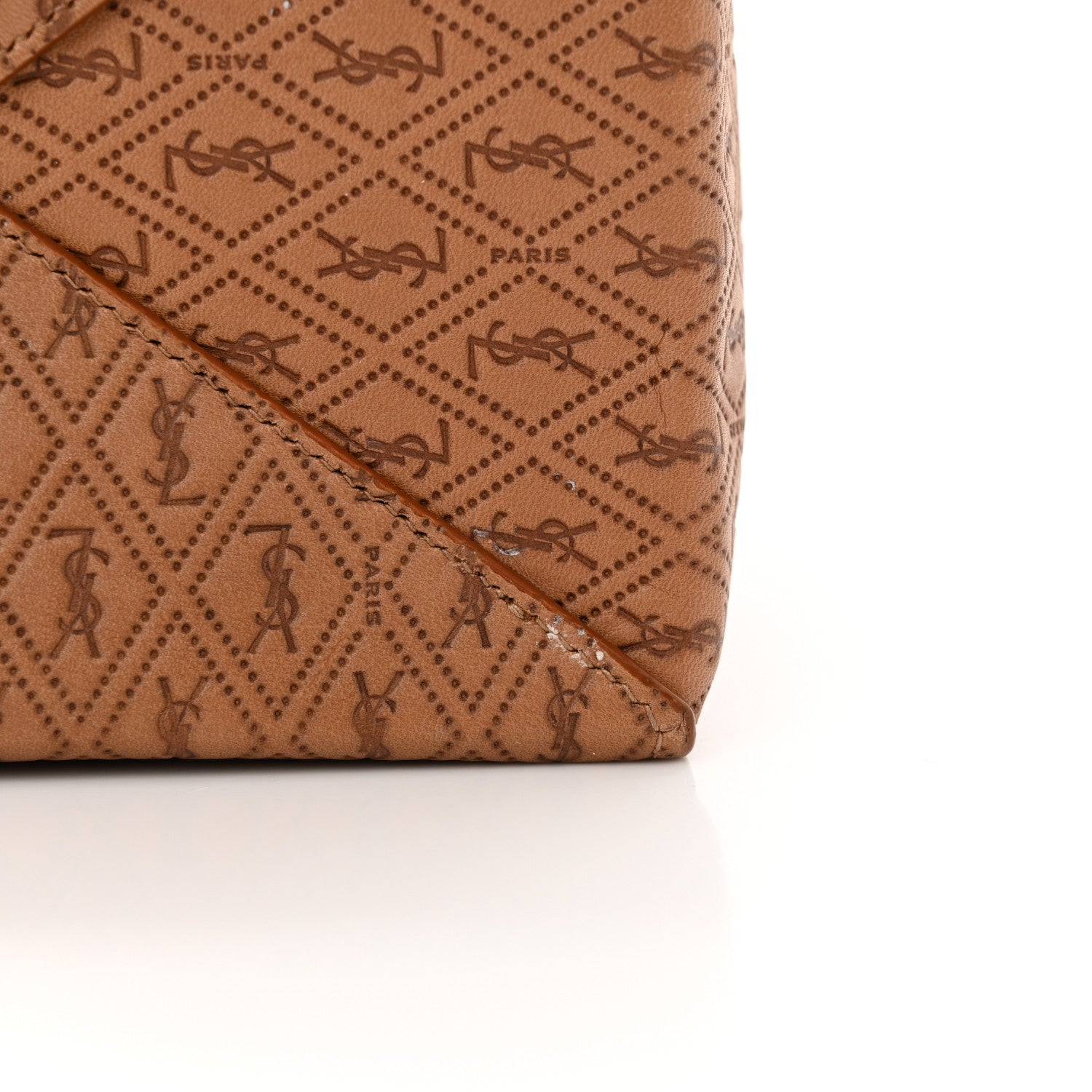 Saint Laurent Calfskin Monogram Take Away Box Dusty Vintage Brown Gold 12 of 14