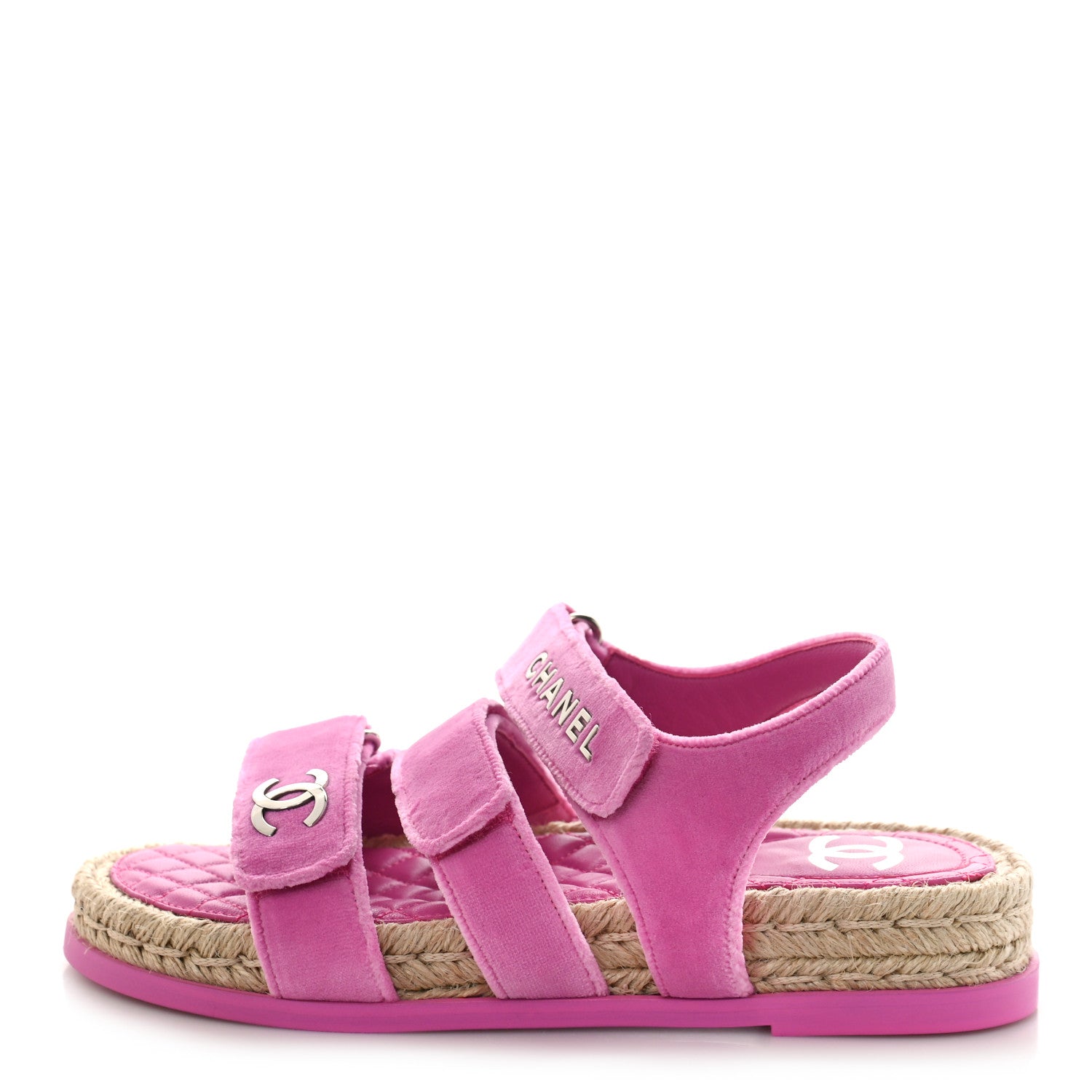 Chanel Velvet CC Flat Sandals 37 Pink 1 of 10